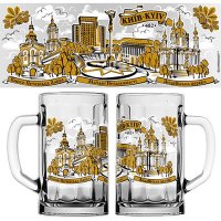 Келих Колаж Київ (чорно-золота графіка), скло прозоре, 500 мл