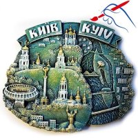 Полікерамічний магніт "Карта Києва", патина