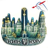 Полікерамічний магніт "Київ" контурний з колажем, патина