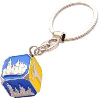Брелок металевий – Визначні місця (кубик, світле срібло)