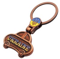 Брелок металевий – Машинка з гербом "Ukraine" (бронза)