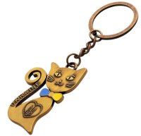 Брелок металевий – Кішка з гербом (золото)