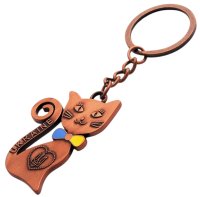 Брелок металевий – Кішка з гербом (бронза)