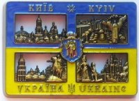 Металевий магніт "Київ" з колажем пам’яток, золото