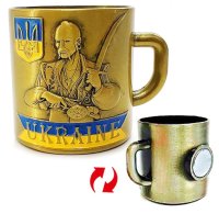 Магніт "Козак", кухлик, золотий, металевий
