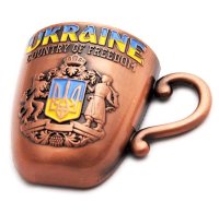 Магніт "Герб України" півкухлик, бронзовий, металевий