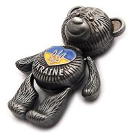 Магніт "Ведмежа" з рухомими лапами, срібний, металевий