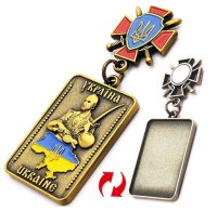 Магніт "Козацький хрест" з підвіскою, золотий, металевий