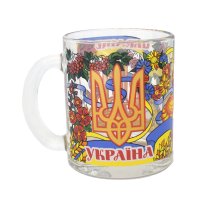 Чашка Герб Украины, Стекло прозрачное, 300 мл