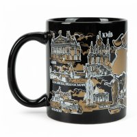 Горнятко Карта і об'єкти міста (біло-золота графіка), 340 мл