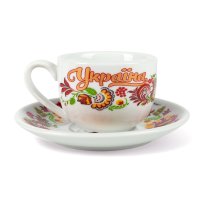 Горнятко кавове з блюдцем "Петриківський розпис", 90 мл