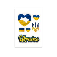 Стікерпак "Серце з картою, Ukraine", набір наклейок, 65х90 мм
