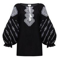 Вишиванка жіноча Колос - Ніжність (чорно-біла) 42