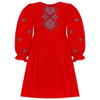 Сукня вишиванка для дівчинки Колос - Хмельницька (червона) 104