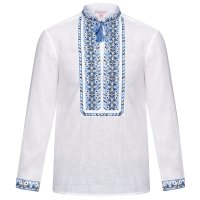 Вишиванка чоловіча Слобожанка - Мирослав (блакитна вишивка) 46