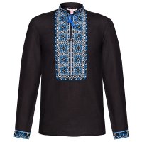 Вишиванка чоловіча Слобожанка - Мирослав (чорний льон) 46