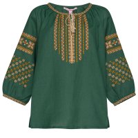 Вишиванка жіноча Слобожанка - Богуслава чарівна (зелений льон) 42