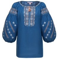 Вишиванка жіноча Слобожанка - Милослава (синій льон) 42
