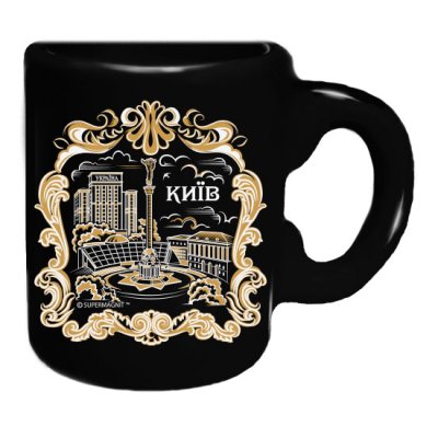 Магніт - Майдан Незалежності (біла графіка із золотом). Кухлик на магніті.