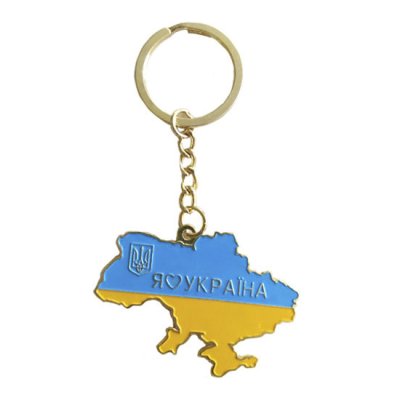 Брелок металлический - Карта Украины (золото)