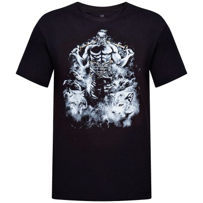 Футболка чоловіча Козак з вовками, чорна S