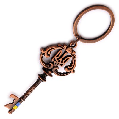 Брелок-открывашка металлический - Ключик с гербом (бронза)