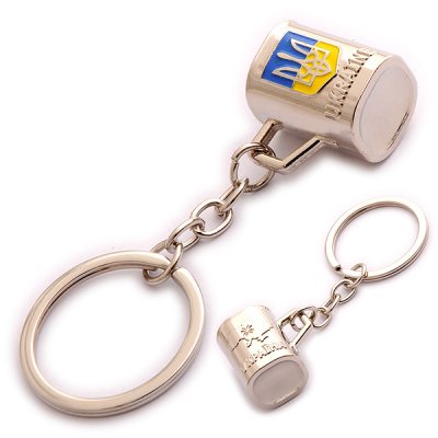 Брелок металевий - Кухоль (світле срібло)