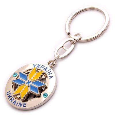 Брелок металевий - Орнамент (жовто-блакитний)