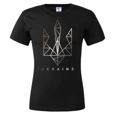 Футболка чоловіча Тризуб мінімалізм срібло лайн-арт (чорна) XL