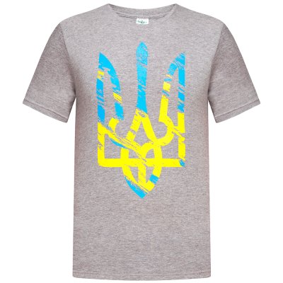 Футболка чоловіча Тризуб синьо-жовтий (сіра) XL