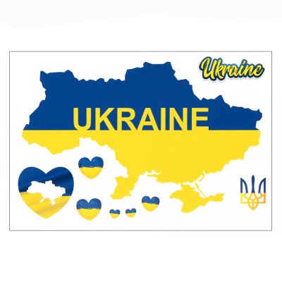 Стікерпак Карта UKRAINE, набір наклейок, 180х260 мм