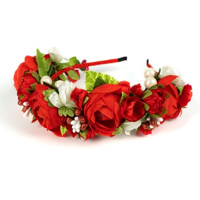 Обруч з піонами, червоний з білим