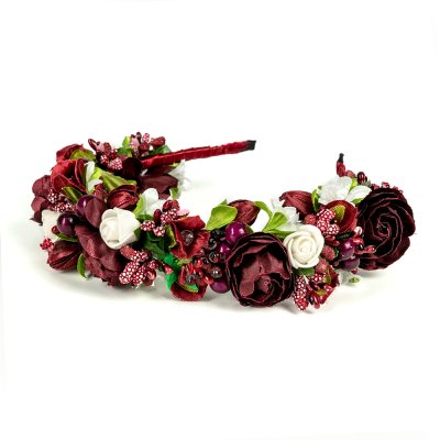 Обруч трирядний, бордовий