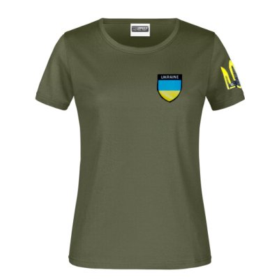 Футболка женская Ukraine Тризуб Glory (оливковая) XXL