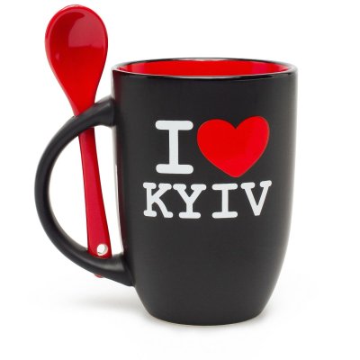 Горнятко I Love Kyiv, з ложечкою, червоне 380 мл