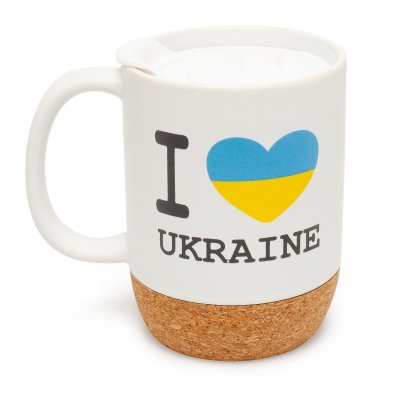 Горнятко I Love Ukraine, коркова підставка, біле 400 мл