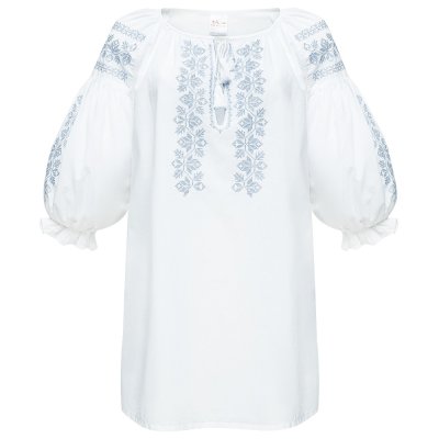 Вишиванка жіноча Колос - Хміль к/р (блакитна вишивка) 48 Вишиванка жіноча Колос - Хміль к/р (блакитна вишивка) 48