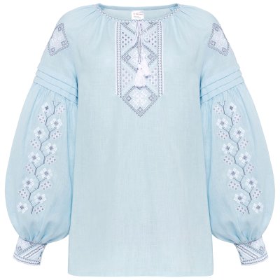Вишиванка жіноча Колос - Яблуневий цвіт (блакитна) 56 Вишиванка жіноча Колос - Яблуневий цвіт (блакитна) 56
