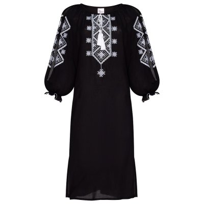 Сукня вишиванка Колос - Стожари (чорний) 52 Сукня вишиванка Колос - Стожари (чорний) 52