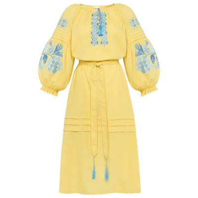 Сукня вишиванка Колос - Жоржина (блакитна вишивка) 54-56 Сукня вишиванка Колос - Жоржина (блакитна вишивка) 54-56