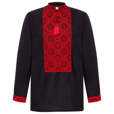 Вишиванка чоловіча Колос - Патріотична (чорно/червона) 52 Вишиванка чоловіча Колос - Патріотична (чорно/червона) 52