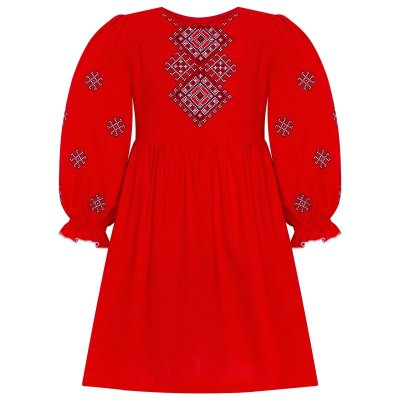Сукня вишиванка для дівчинки Колос - Хмельницька (червона) 134