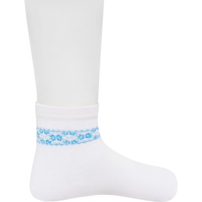 Шкарпетки з вишивкою дитячі (016), білі з блакитним 30-32