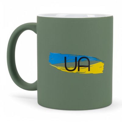 Горнятко UA Прапор софттач оливкове, 350 мл