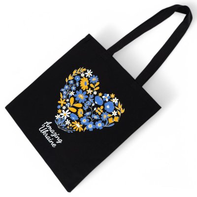 Сумка бавовняна Amazing Ukraine серце чорна