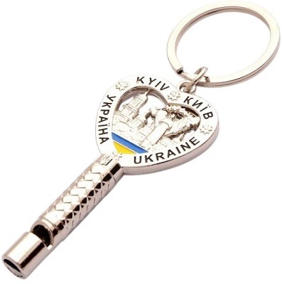 Брелок металевий – Ключик-свисток з колажем (срібло)