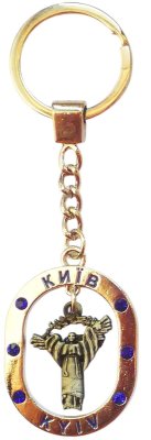 Брелок металевий – Берегиня (овал із синіми стразами)