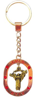 Брелок металевий – Берегиня (овал із червоними стразами)