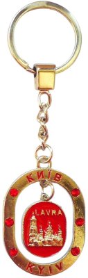 Брелок металевий – Києво-Печерська Лавра (овал із червоними стразами)