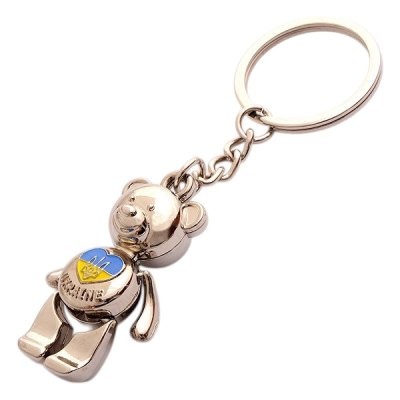 Брелок металевий – Ведмедик з рухомими лапами (світле срібло)